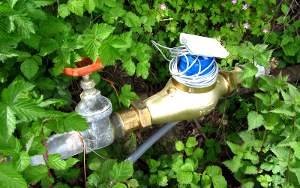  <p><small> Compteur d'eau utilisé à Montana pour l'étude du réseau<br class='manualbr' />d'irrigation : il est muni d'une antenne radio qui envoie<br class='manualbr' />les données recueillies ensuite par un système<br class='manualbr' />de lecture à distance <small><i>(M.Calianno)</i></small></small></p>