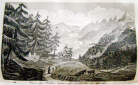 "Vue du Valais prise du haut de la Forcla" <p>(Richard, Nouvel Ebel, manuel du voyageur en Suisse, 1834)</p>